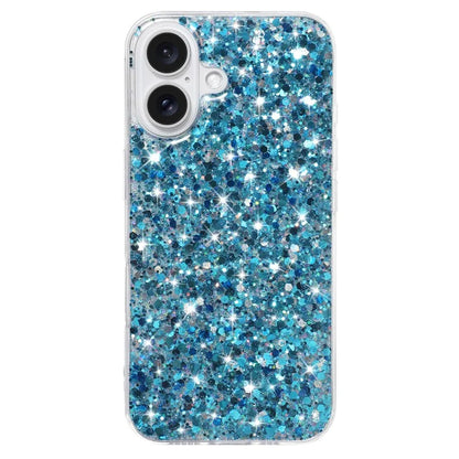 For iPhone 16 Plus Case TPU Drop Protection Epoxy Glittery Sequins Phone Cover
