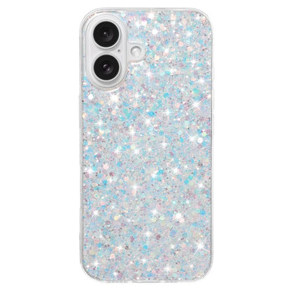 For iPhone 16 Plus Case TPU Drop Protection Epoxy Glittery Sequins Phone Cover