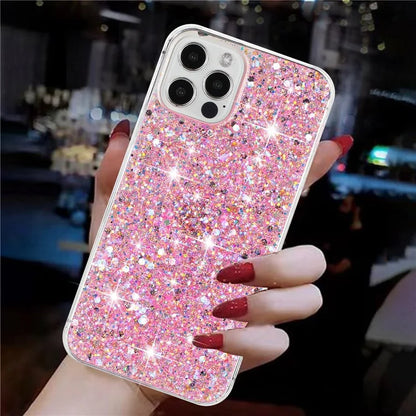 For iPhone 16 Pro Case TPU Drop Protection Epoxy Glittery Sequins Phone Cover