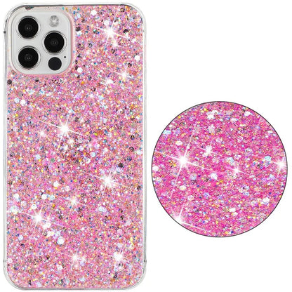For iPhone 16 Pro Case TPU Drop Protection Epoxy Glittery Sequins Phone Cover