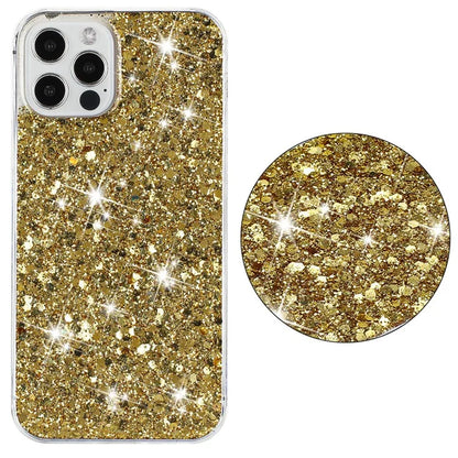 For iPhone 16 Pro Case TPU Drop Protection Epoxy Glittery Sequins Phone Cover