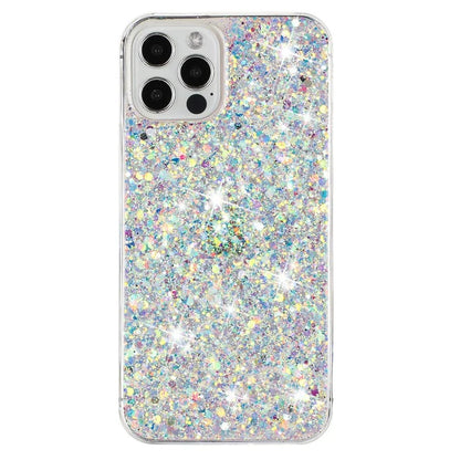 For iPhone 16 Pro Case TPU Drop Protection Epoxy Glittery Sequins Phone Cover