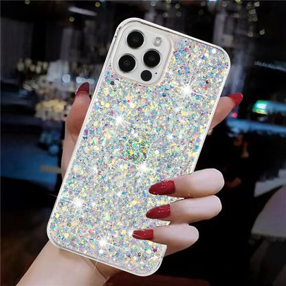 For iPhone 16 Pro Case TPU Drop Protection Epoxy Glittery Sequins Phone Cover
