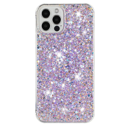 For iPhone 16 Pro Case TPU Drop Protection Epoxy Glittery Sequins Phone Cover