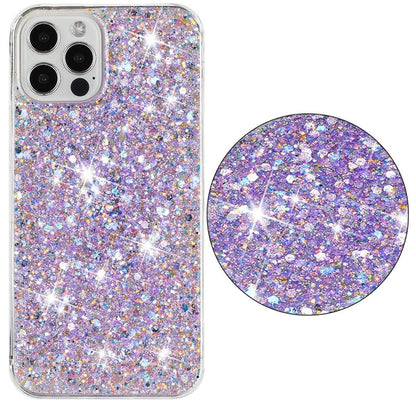 For iPhone 16 Pro Case TPU Drop Protection Epoxy Glittery Sequins Phone Cover