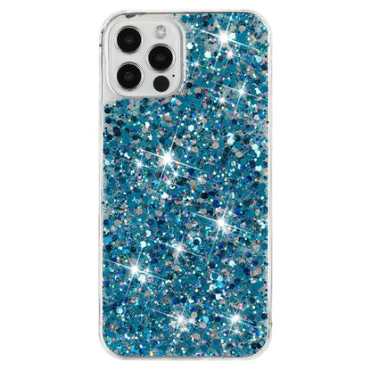 For iPhone 16 Pro Case TPU Drop Protection Epoxy Glittery Sequins Phone Cover