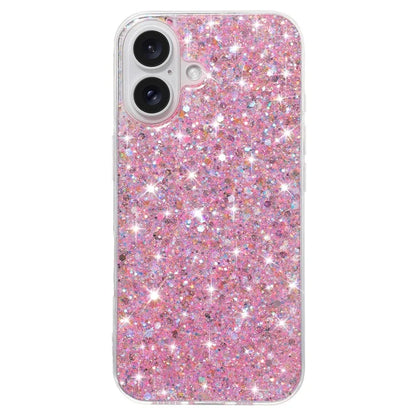 For iPhone 16 Case TPU Drop Protection Epoxy Glittery Sequins Phone Cover