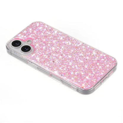 For iPhone 16 Case TPU Drop Protection Epoxy Glittery Sequins Phone Cover