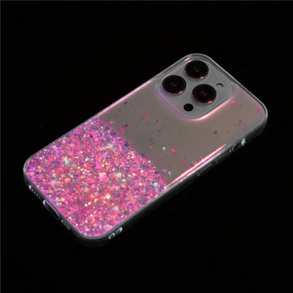 For iPhone 16 Pro Max Case Sparkle Sequins Luminous Epoxy TPU Phone Cover