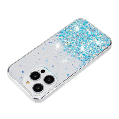 For iPhone 16 Pro Max Case Sparkle Sequins Luminous Epoxy TPU Phone Cover