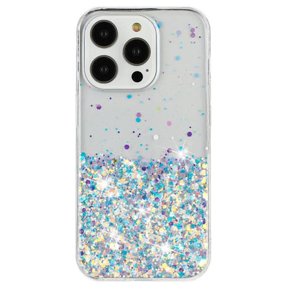 For iPhone 16 Pro Max Case Sparkle Sequins Luminous Epoxy TPU Phone Cover