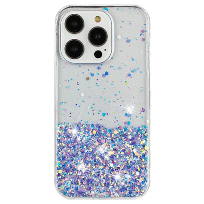 For iPhone 16 Pro Max Case Sparkle Sequins Luminous Epoxy TPU Phone Cover