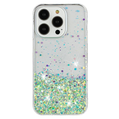 For iPhone 16 Pro Max Case Sparkle Sequins Luminous Epoxy TPU Phone Cover