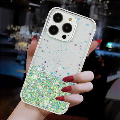 For iPhone 16 Pro Max Case Sparkle Sequins Luminous Epoxy TPU Phone Cover