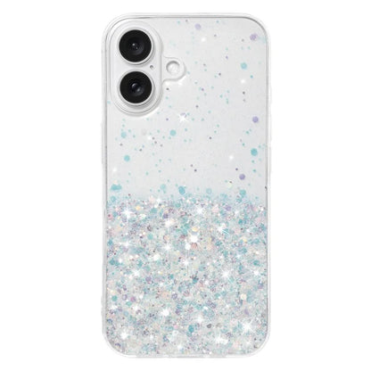 For iPhone 16 Plus Case Sparkle Sequins Luminous Epoxy TPU Phone Cover