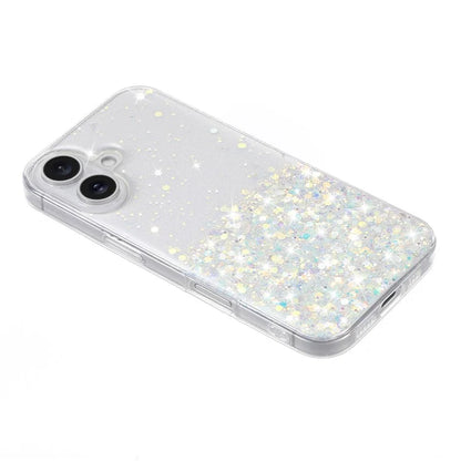 For iPhone 16 Plus Case Sparkle Sequins Luminous Epoxy TPU Phone Cover