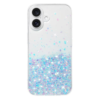 For iPhone 16 Plus Case Sparkle Sequins Luminous Epoxy TPU Phone Cover