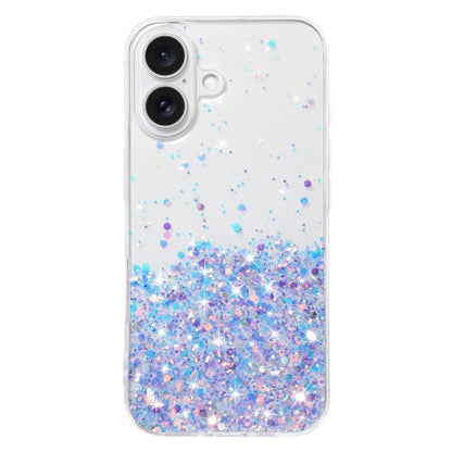 For iPhone 16 Plus Case Sparkle Sequins Luminous Epoxy TPU Phone Cover