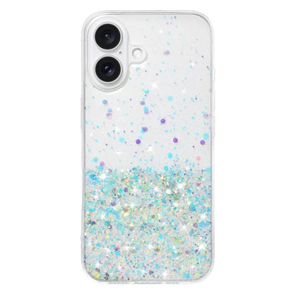 For iPhone 16 Plus Case Sparkle Sequins Luminous Epoxy TPU Phone Cover