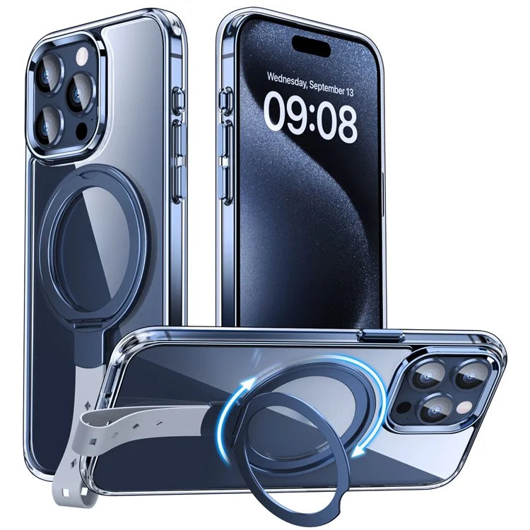 For iPhone 16 Pro Case Magnetic Rotatable Kickstand Hard PC Phone Cover
