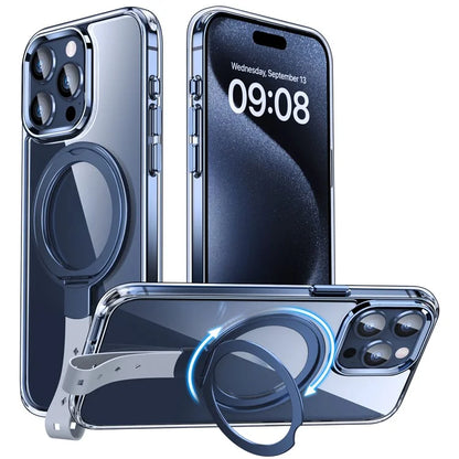 For iPhone 16 Pro Case Magnetic Rotatable Kickstand Hard PC Phone Cover