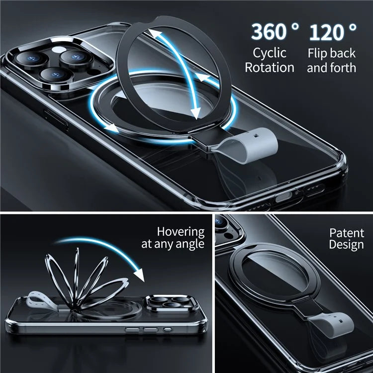 For iPhone 16 Pro Case Magnetic Rotatable Kickstand Hard PC Phone Cover