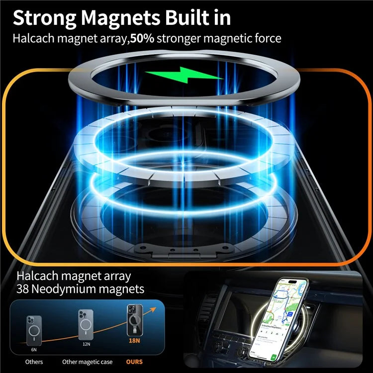 For iPhone 16 Pro Case Magnetic Rotatable Kickstand Hard PC Phone Cover