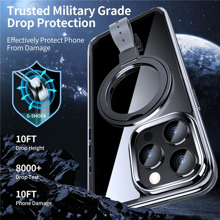 For iPhone 16 Pro Case Magnetic Rotatable Kickstand Hard PC Phone Cover