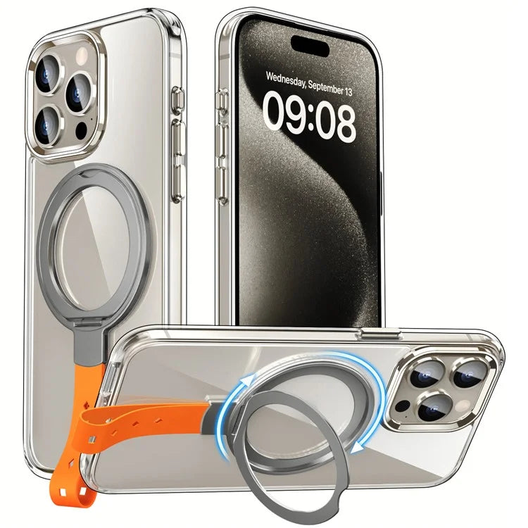 For iPhone 16 Pro Case Magnetic Rotatable Kickstand Hard PC Phone Cover