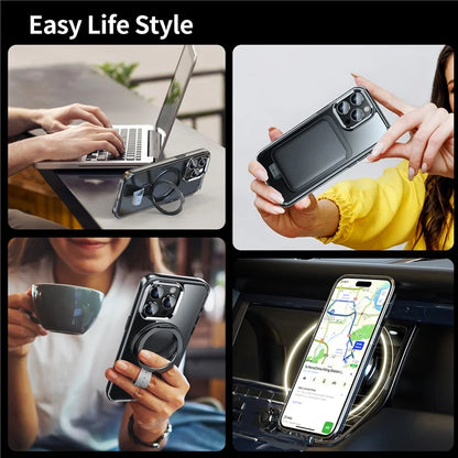 For iPhone 16 Pro Case Magnetic Rotatable Kickstand Hard PC Phone Cover
