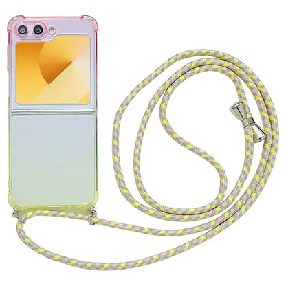 For Samsung Galaxy Z Flip6 5G Case Gradient Color TPU Phone Cover with Lanyard