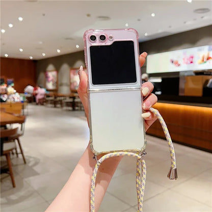 For Samsung Galaxy Z Flip6 5G Case Gradient Color TPU Phone Cover with Lanyard