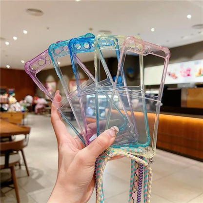 For Samsung Galaxy Z Flip6 5G Case Gradient Color TPU Phone Cover with Lanyard