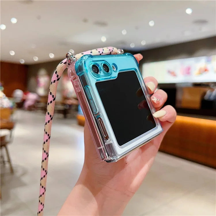 For Samsung Galaxy Z Flip6 5G Case Gradient Color TPU Phone Cover with Lanyard