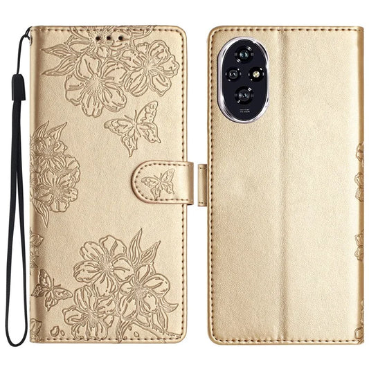For Honor 200 Pro 5G Case Butterfly Flower Drop-Proof PU Leather Wallet Phone Cover