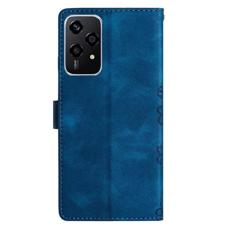 For Honor 200 Lite Case Butterfly Flower Pattern Skin-Touch Leather Phone Cover