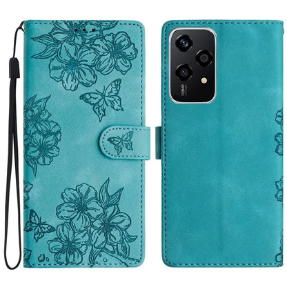 For Honor 200 Lite Case Butterfly Flower Pattern Skin-Touch Leather Phone Cover