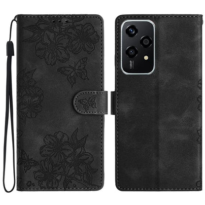 For Honor 200 Lite Case Butterfly Flower Pattern Skin-Touch Leather Phone Cover