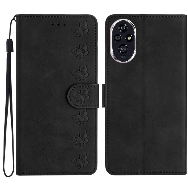 For Honor 200 5G Case Imprinted Butterfly Leather Wallet Phone Cover