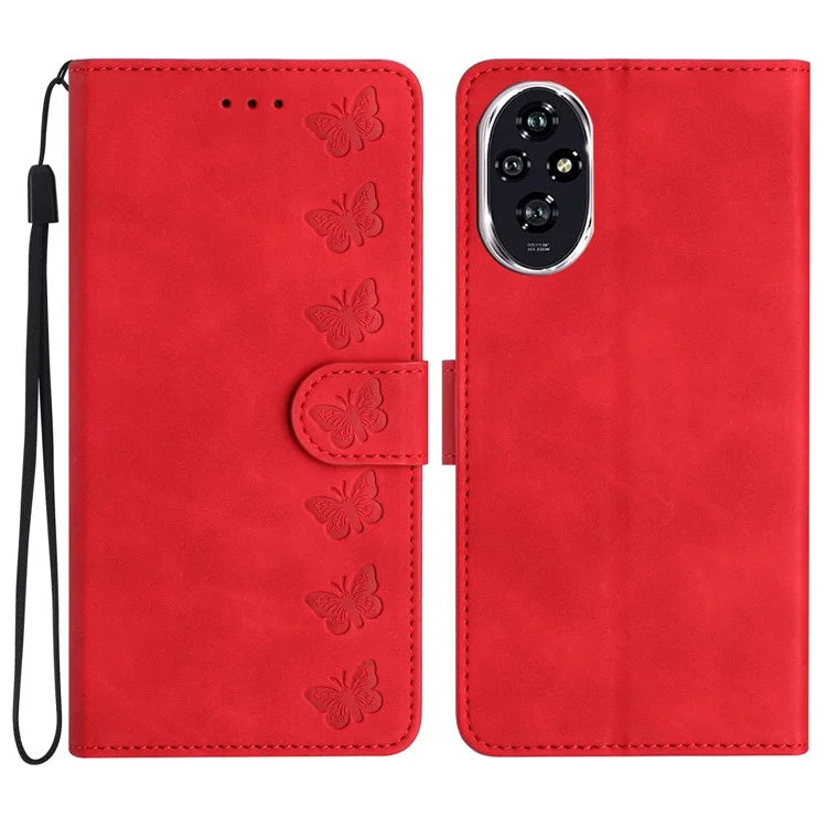 For Honor 200 5G Case Imprinted Butterfly Leather Wallet Phone Cover