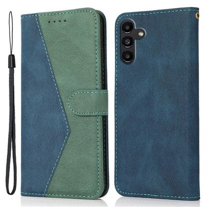 For Samsung Galaxy A16 5G Cover Color Splicing Wallet Stand Leather Phone Case with Wrist Strap