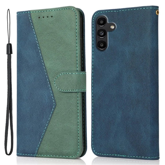 For Samsung Galaxy A16 5G Cover Color Splicing Wallet Stand Leather Phone Case with Wrist Strap