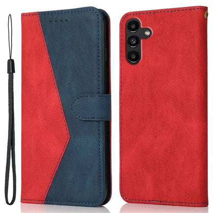 For Samsung Galaxy A16 5G Cover Color Splicing Wallet Stand Leather Phone Case with Wrist Strap
