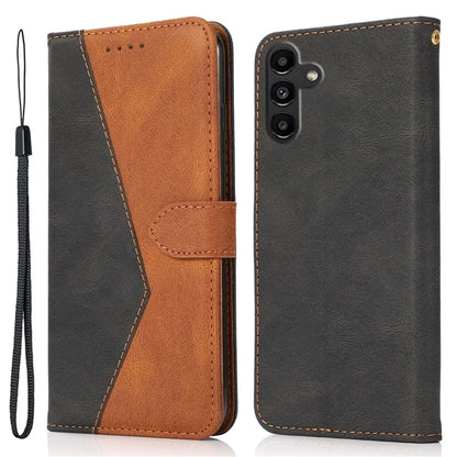For Samsung Galaxy A16 5G Cover Color Splicing Wallet Stand Leather Phone Case with Wrist Strap