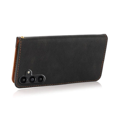 For Samsung Galaxy A16 5G Cover Color Splicing Wallet Stand Leather Phone Case with Wrist Strap