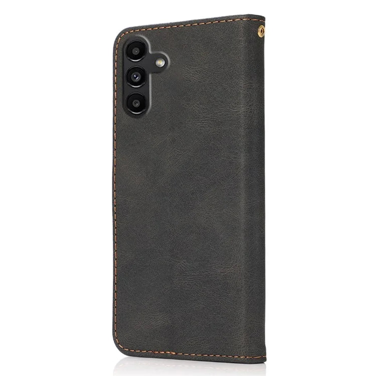 For Samsung Galaxy A16 5G Cover Color Splicing Wallet Stand Leather Phone Case with Wrist Strap