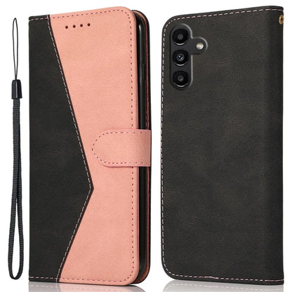 For Samsung Galaxy A16 5G Cover Color Splicing Wallet Stand Leather Phone Case with Wrist Strap