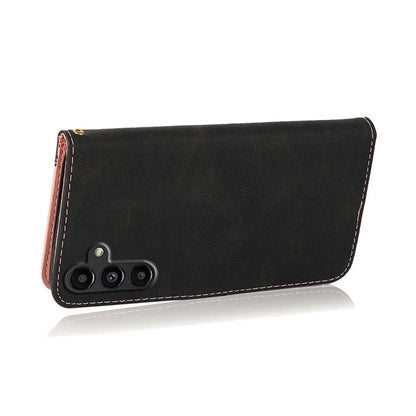 For Samsung Galaxy A16 5G Cover Color Splicing Wallet Stand Leather Phone Case with Wrist Strap