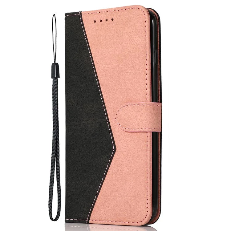 For Samsung Galaxy A16 5G Cover Color Splicing Wallet Stand Leather Phone Case with Wrist Strap