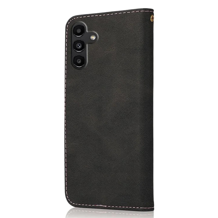 For Samsung Galaxy A16 5G Cover Color Splicing Wallet Stand Leather Phone Case with Wrist Strap